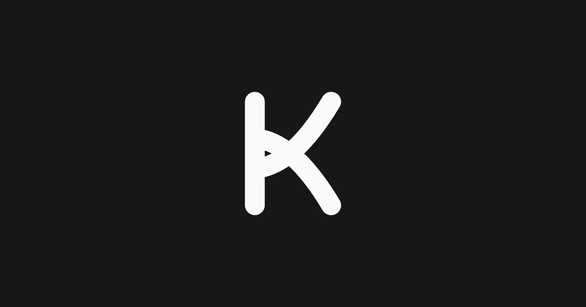 The K from the Kastavo logo, in white on a charcoal background